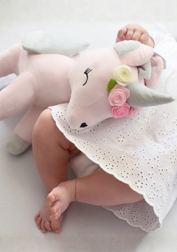 Pluszowy Jednorożec z wianuszkiem rozmiar M- Różowy