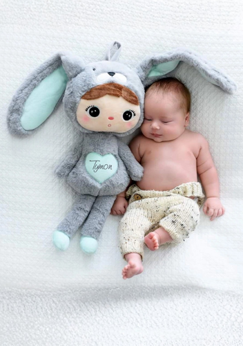 Szaro/Miętowy Królik 50cm Metoo