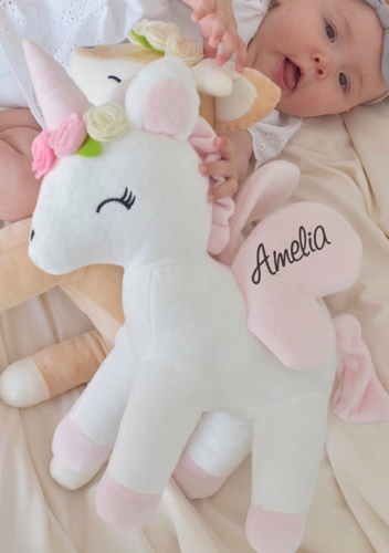 Pluszowy Jednorożec z wianuszkiem rozmiar L- Biały