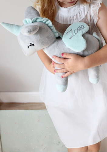 Pluszowy Jednorożec rozmiar L- Szaro/miętowy