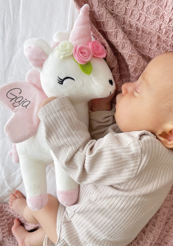 Pluszowy Jednorożec z wianuszkiem rozmiar M- Biały